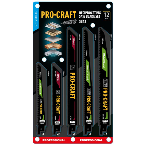 Набір пильних полотен для шабельної пилки Procraft SB12