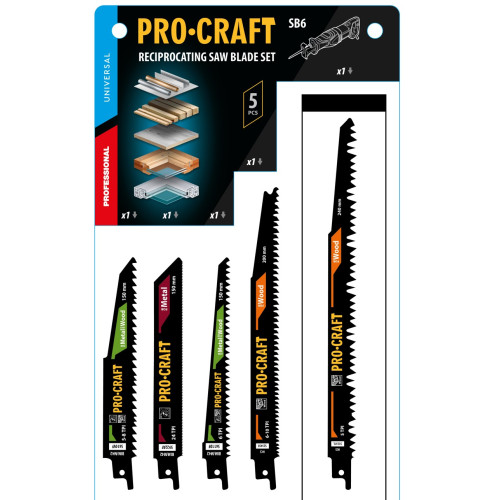 Набір пильних полотен для шабельної пилки Procraft SB6