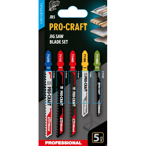 Набір пильних полотен для лобзика Procraft JB5