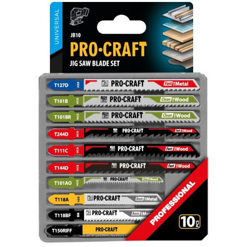 Набір пильних полотен для лобзика Procraft JB10