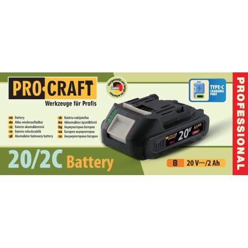 Акумуляторна батарея Procraft Battery20/2C 2 Аг Type-C