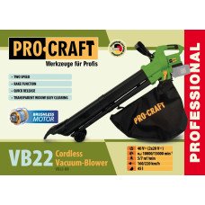 Акумуляторний пилосос-повітродувка Procraft VB22 (без акб та зп)