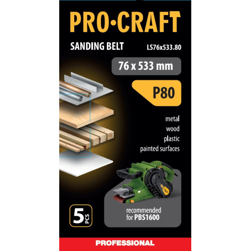 Стрічка шліфувальна Procraft LS76x533.80 (5 шт)