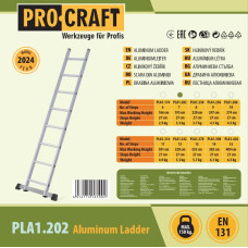 Драбина приставна алюмінієва Procraft PLA1.202