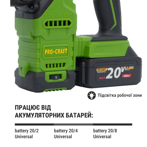 Акумуляторний перфоратор Procraft PHA30 Кейс (з 2 акб та ЗП)
