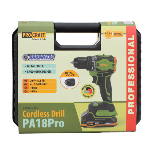 Шуруповерт Procraft PA18Pro (з 1 АКБ 1.5Аг)