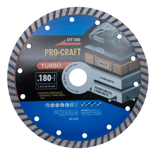 Алмазний диск Procraft DT180 180мм 22,23мм 2.6 мм