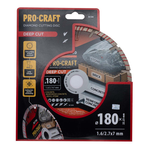 Алмазний диск Procraft DC180 180мм 22,23мм 2.7 мм
