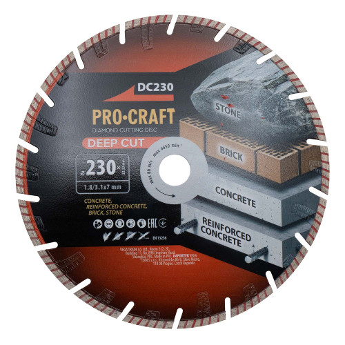 Алмазний диск Procraft DC230 230мм 22,23мм 3.1 мм