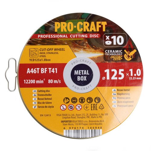 Диск відрізний керамічний Procraft YCD125x1.0b 125 мм 1,0 мм 22,2 мм 10 шт/уп